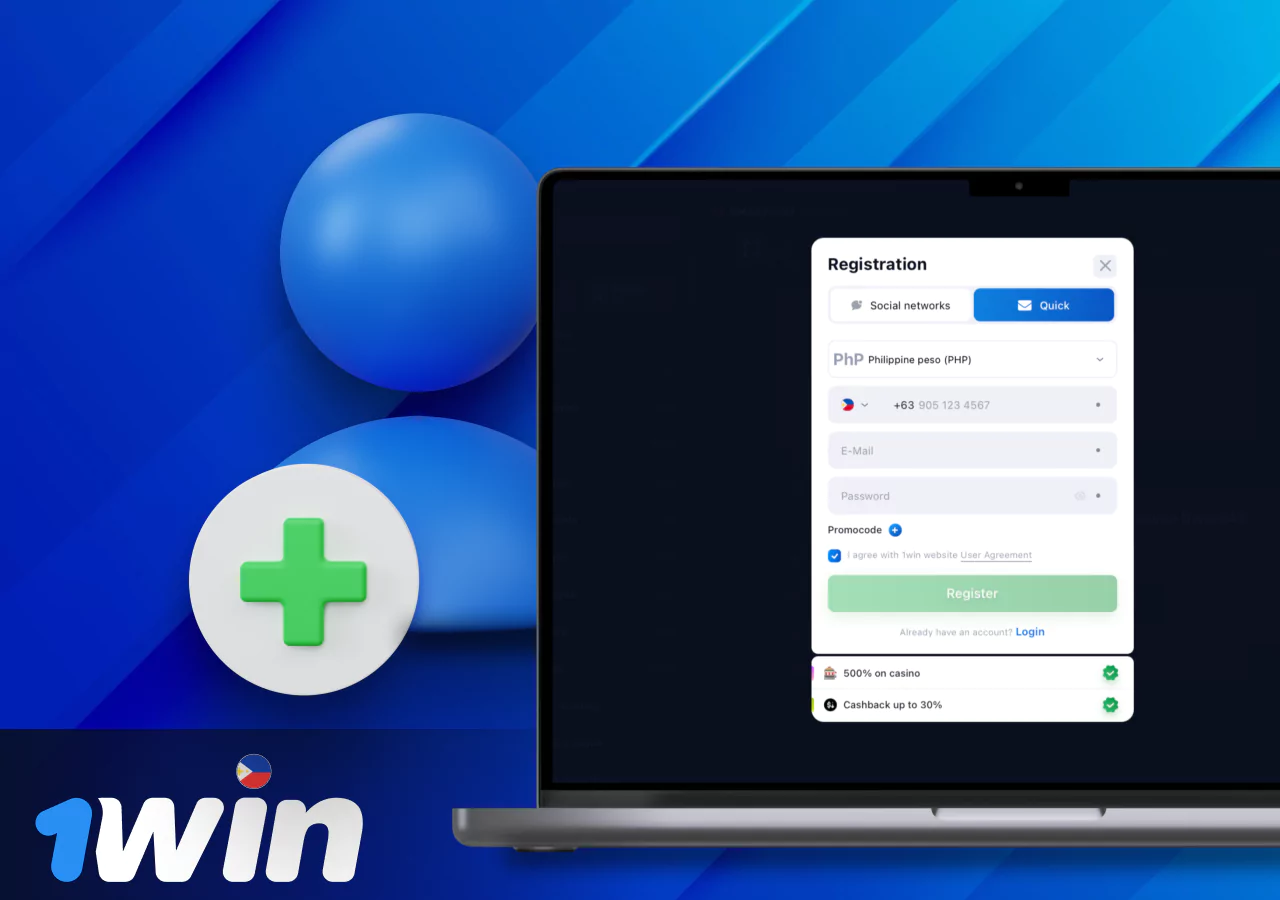 Creating an account on the 1Win platform.